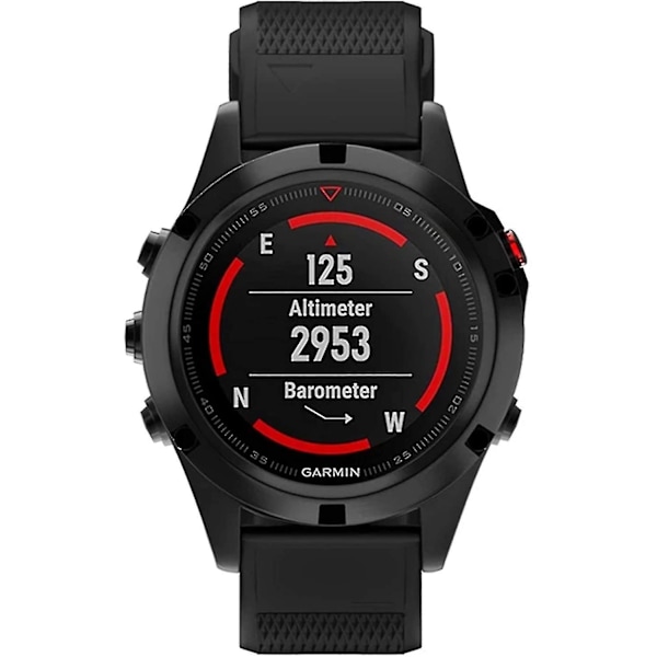 Silikonarmband för klocka Fenix 5x 26 mm bredd Kompatibel med Fenix 5x/fenix 5x Plus/fenix 6x Pro (Färg: Svart)