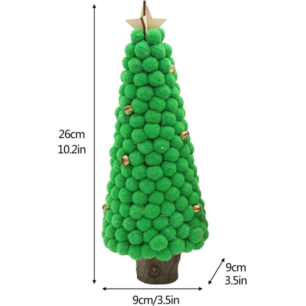 26 cm kunstig miniatyr juletre med trebase