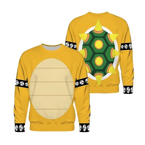 Cartoon Bowser 3D-tryckt Oversized Hoodie för Kvinnor/Män Y2k Streetwear Hip Hop Pullover Huvtröja Cosplay Kostym -a o-ringad hoodie o-neck hoodie XL