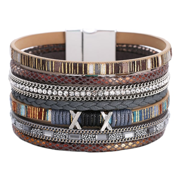 Leather Multilayer Bracelet Ladies Bracelet Women Magnetic