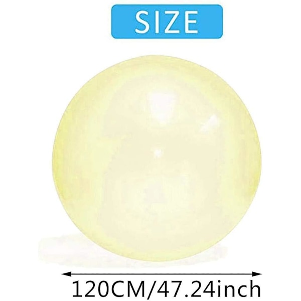 120 cm stor bubbelboll magiska bubbelbollar transparent studsboll uppblåsbar vattenboll strand trädgård boll mjuk Yellow