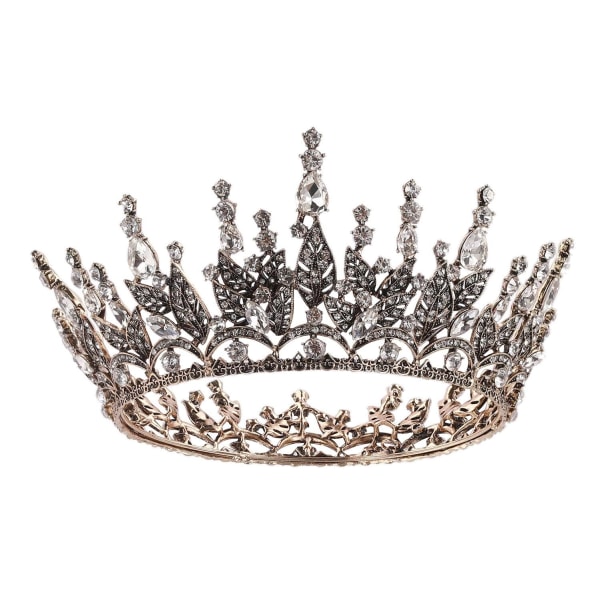 Dronningekrone til kvinder, Rhinestone brudekrone, sort tiara