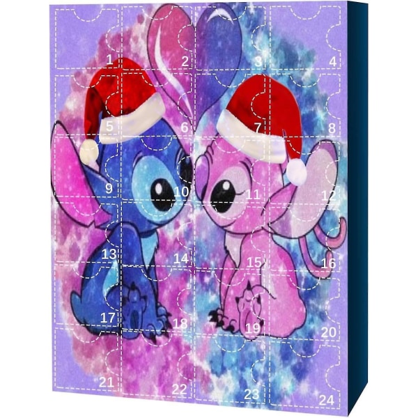 Anime Stitch joulukalenteri lapsille yhteensopiva 24 päivän joulunlaskenta 24 kpl piirrettyjä leluja koriste A Set