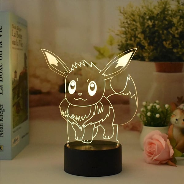 Tegnefilm Anime Eevee Natlampe 3D Illusion Lys LED Bord