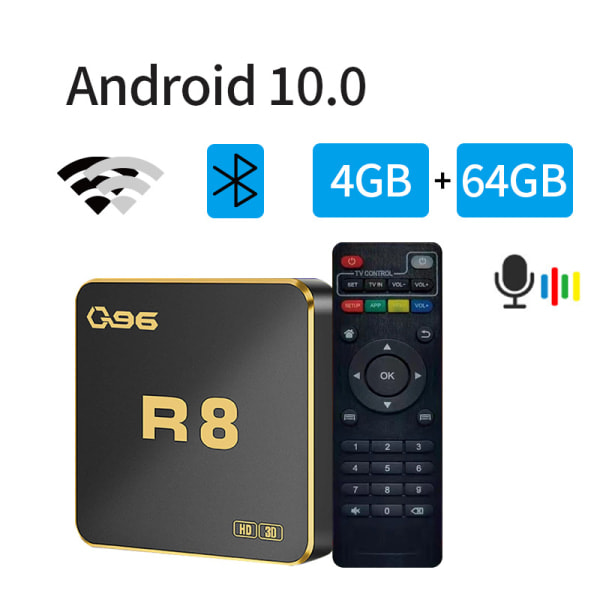 Smart TV-boks Q96 R8 Android 10 AllWinner H313 Quad Core 2,4G/5G 4GB＋64GB EU-kontakt