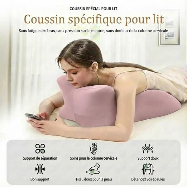 Ergonomic Pillow with Perfect 27° Angle, Multifunctional Inclined Memory Foam Pillow (Pink)-FA- Pink