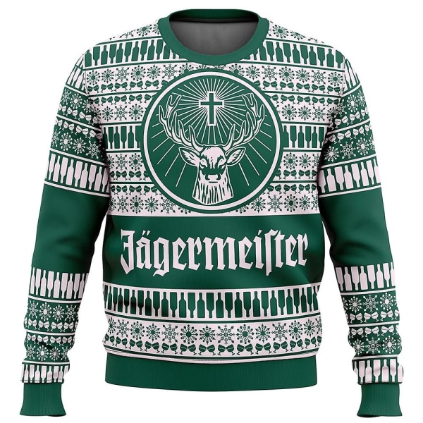 Jagermeister Ugly Christmas Sweater Present Jultomten Pullover Herr 3d Sweatshirt Och Topp Höst Och Vinter Clot qd bäst L
