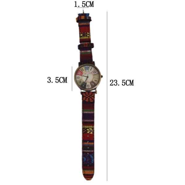 Boho Hippie Klocka Regnbåge Vävd Rem Klockarmband Armbandsur Light Red