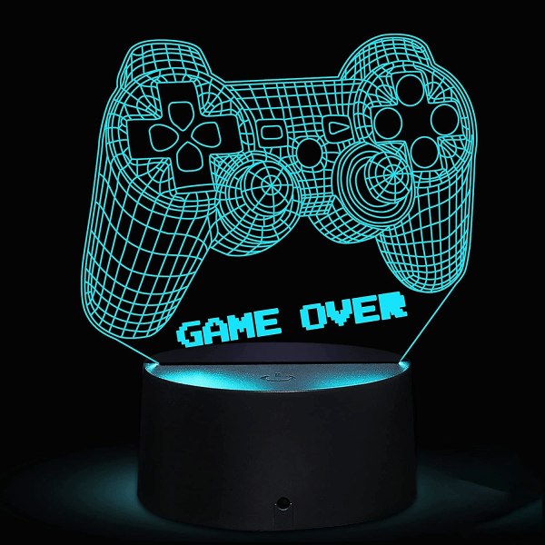 Ps4 /ps5 / Ps3 Gamepad Controller 3d Natlampe 16 farveskiftende skrivebordslamper Gamer Room Decor Led Set Up Light For Playstation4Grå hvid