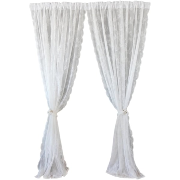 Blonder Tulle Gardiner, Broderte Hvite Semi Sheer Gardiner For