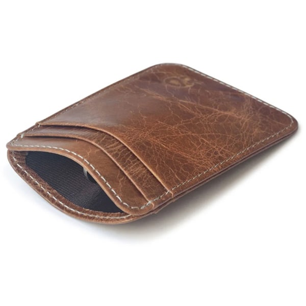 1 KPL Uusi retro aito nahkatasku Bank-ID-kotelo Ohut Pieni vintage Herra Cash Pack Bussikorttikotelo Käsilaukku Brown