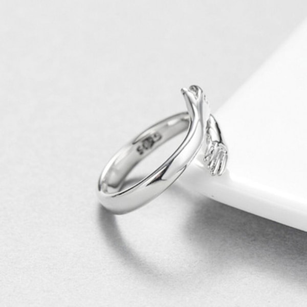 925 sterling sølv smykker kærlighed kram ring retro mode tide fl Sølv one size Gold