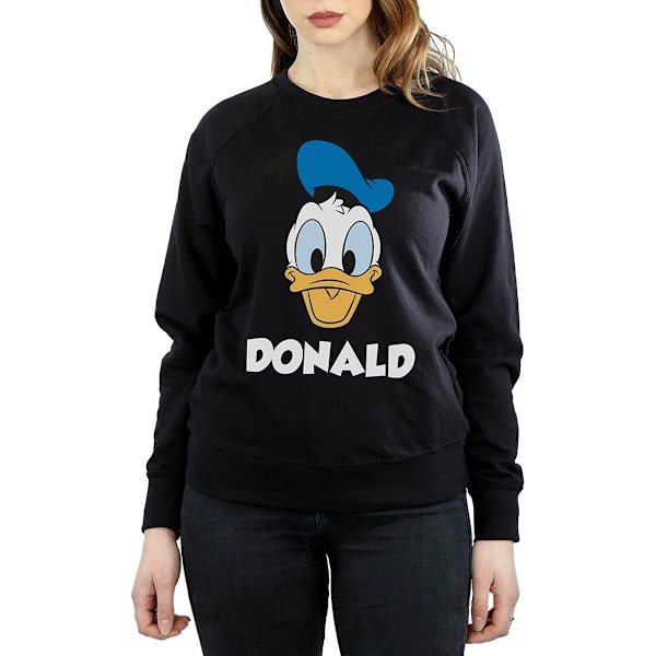 Disney Dame/Kvinner Donald Duck Ansikt Bomulls T-skjorte M Svart Black M