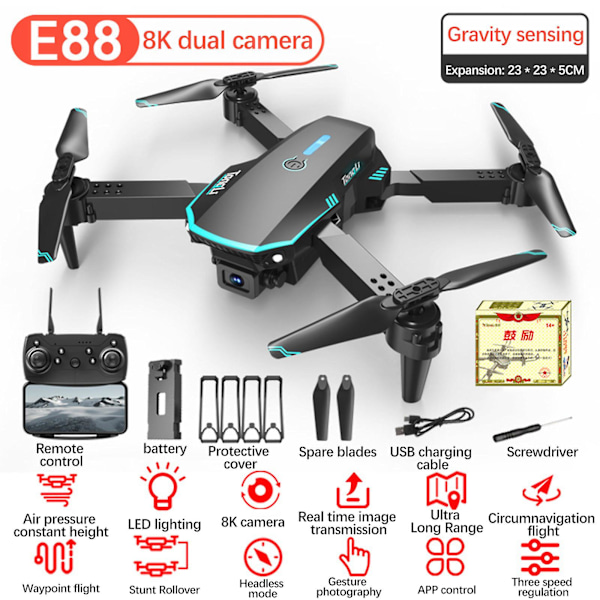 Uusi drone 8K Profesional HD-kamera drone pitkä taitettava kaukosäädin lentokone L