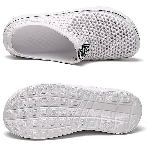 Unisex Træsko Casual Tøfler Hurtigtørrende Sandaler Hvid White 45