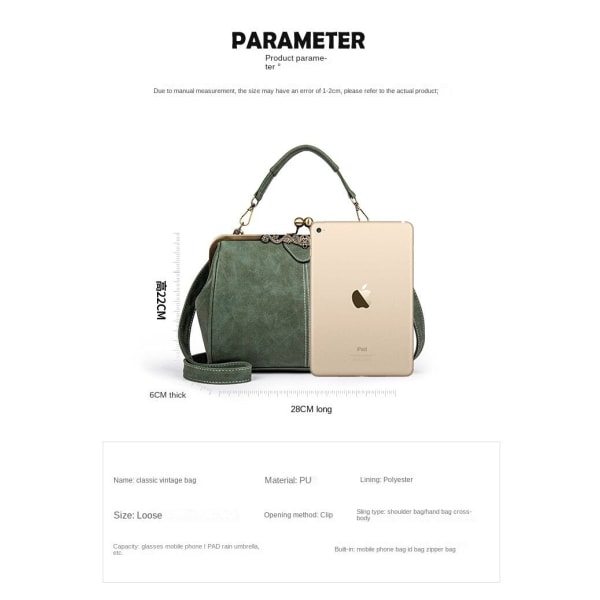 Dameskulderveske Retro Ny Dameskulderveske Bærbar Crossbody Matt Gray
