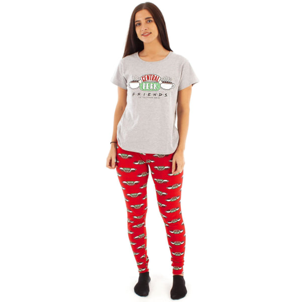 Friends Dame/Dame Central Perk Pyjamas Set L Grå/Rød Grå