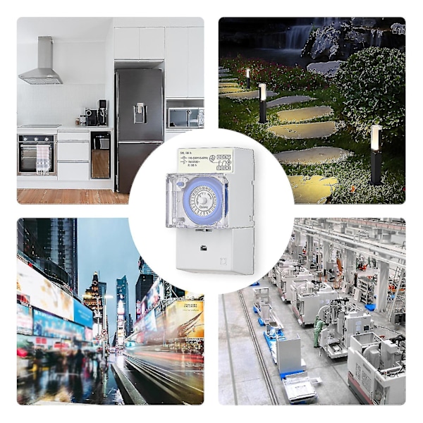 Mekanisk 24-timmars timerbrytare AC 220-240v 15 minuter Intervall 96 gånger På/Av Programmerbar elektrisk timer Din-skena installation Reläbrytare SUL181h AC110-230V