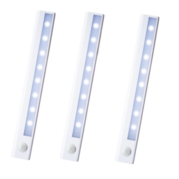 LED ljuslist med rörelsesensor 3-pack Vit Vit