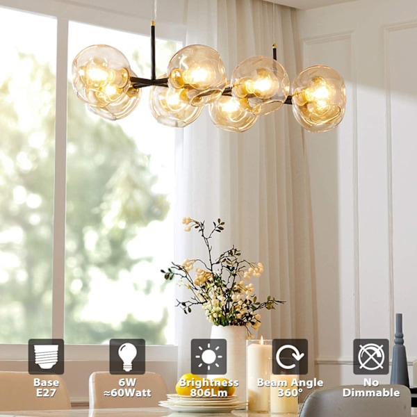 E27 LED-lamppu, 6W LED Vintage Globe -lamppu, E27 Edison-ruuvilamppu, Golfpallo Mini Globe -lamppu, Lämmin valkoinen 2700K, Ei himmennettävä (6 kpl)