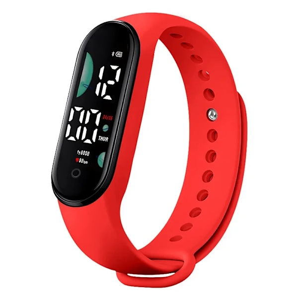 Klocka Elektronisk LED Digital Armbandsur för Kvinnor Mode Casual Enkel Silikon Touch Vattentät Armbandsklocka 03 Red