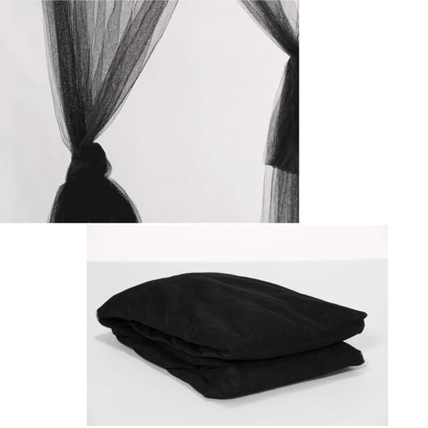 Double Mosquito Net Black 4-Post Bed Canopy Decorative Princess Square Mosquito Net Large for Indoor Bedroom and Camping-FA-