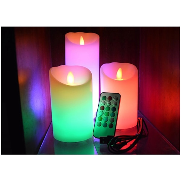 Fargeskiftende LED-lys med fjernkontroll, innebygd batteri, USB