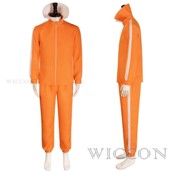 Filmvektor Cosplay Kostume Orange Jakke Bukser Briller Kostume Dragt Svampebob Paryk Halloween Snygg Kostume Festdragt XL-WELLNGS XL Costume wig glasses XL