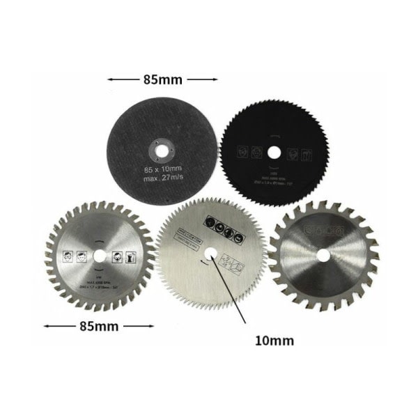 Høyhastighets stålsagblad for trebearbeidingsmaskiner - Sett med 5,85 x 10 mm hardmetall-sirkelsagblad