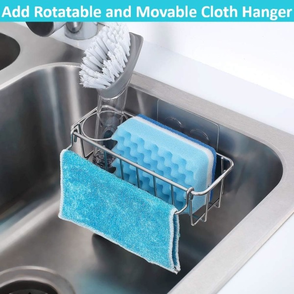 Adhesive Sponge Holder + Brush Holder, 3-in-1 Sink Caddy