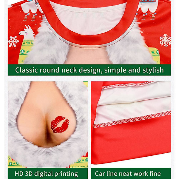 3D Unisex Jultröja Fula Tomte Tröja med Rund Hals Xams Cosplay Kläder Röd Red XXL