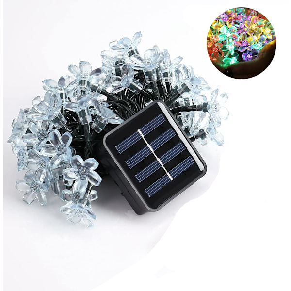 Solcellelamper utendørs blomster, 7m 50 LED-lamper