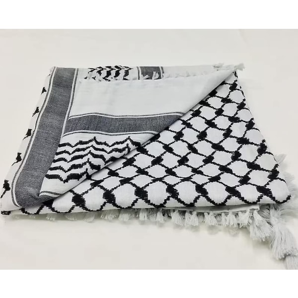 Palestina halsduk, Keffiyeh, Arafat Hatta, bred med tofsar, Shemagh Keffiyeh Arab hundtandsmönster 100%