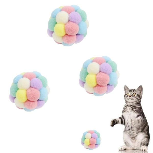 4Pack Plush Cat Balls Colorful Cat Toy Cat Balls Interactive Toy