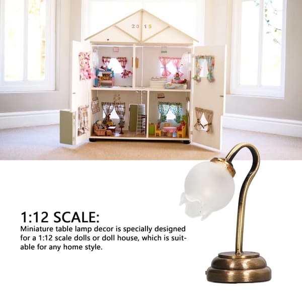 1:12 Scale Miniature Table Lamp Model Flower Shape Soft Lighting Simulation Dollhouse Desk Lamp-FA-