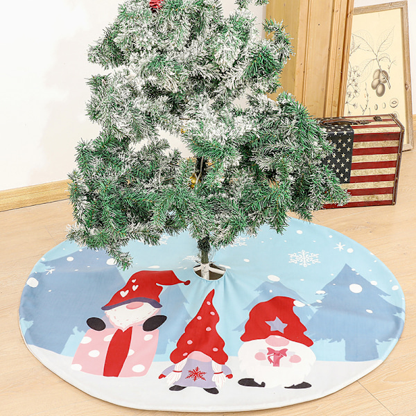 1 st 120 cm tomte Rudolph ansiktslös gammal man tryckt trädkjol