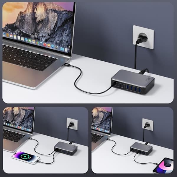 200W GaN III USB C-oplader, 8-ports PD QC PPS hurtigoplader, 65W bærbar computer-kompatibel-FA-