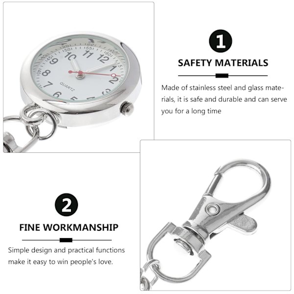 Quartz Lommeur Sygeplejerske Clip Ur Sølv Lomme Nøglekæde Ur