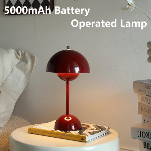 Bluetooth bordlampe i urtepotte - 1800mAh bærbar til terrasse og udendørs (rød)-FA-