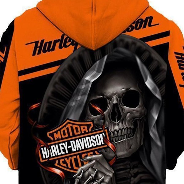 Ny 3D Skalle Harley-Davidson Hoodie Sweatshirt Huvtröja Pullover Hög Kvalitet 3XL