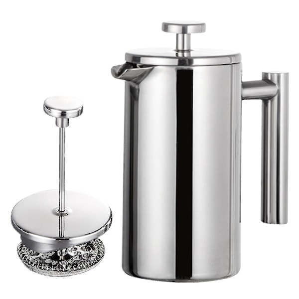 350ml/800ml/1000ml Rustfrit Stål Fransk Presse Dobbelvægget Isoleret Kaffe Brygger BY 800 ml