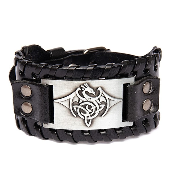 Viking Armbånd Bredt Armbånd SORT DRAKE DRAKE Sort Black Dragon-Dragon