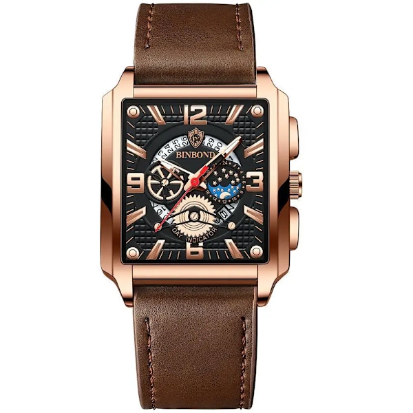 Ny Sport Watch Topp Merke Luksus Rose Gull Watch i rustfritt stål Herre Mote Vanntett Armbåndsur Relogio Masculino Leather Brown Rose