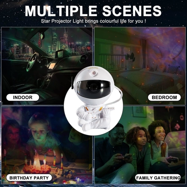 Justerbar Lysstyrke Astronaut Galaxy Stjerne Projektionslampe, Led Natlys Børne Stjernelampe, Astronaut Ornament