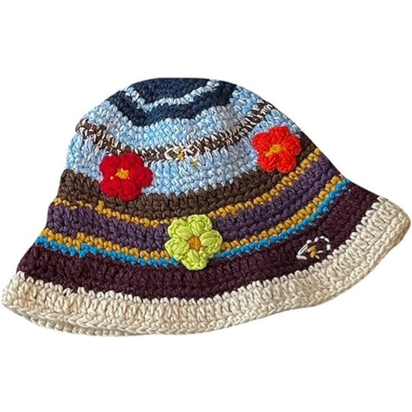 Kvinnor Stickade mössor Cap Boho Stickning Bucket Hattar Handgjorda Cloche Virkade Hattar color