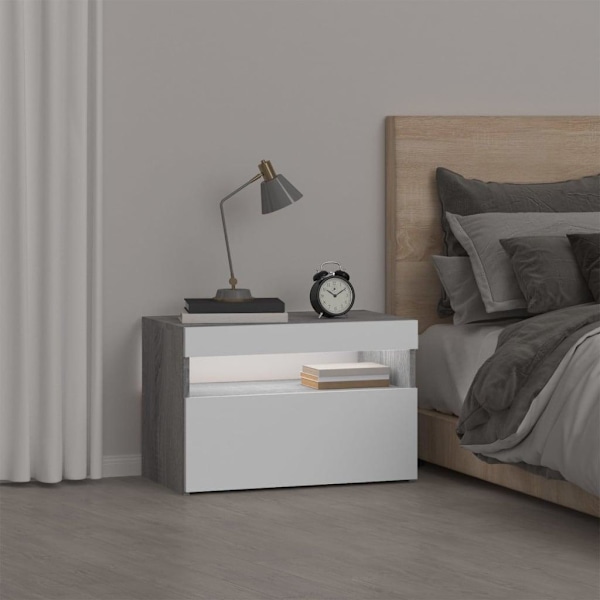 vidaXL Sengeskab med LED-belysning grå sonoma 60x35x40 cm Grå 13230