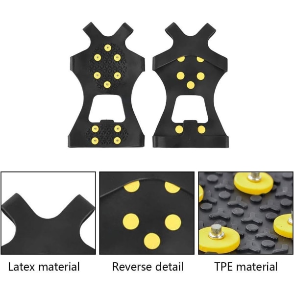 Snegreb, trækklo-greb, skridsikre over sko med 10 pigge