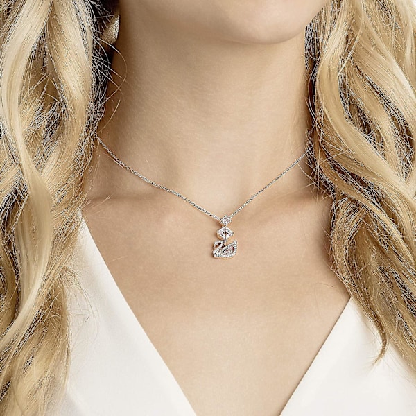 Rosa Diamant Svan Halsband med Swarovski Elements Kristall Svanhänge