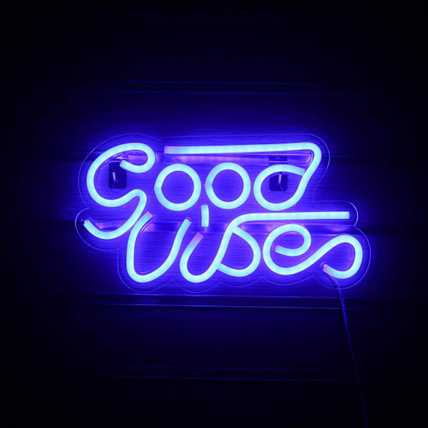Blå Positiv Bølger Neon Skilt Led Neon Skilt Vegg USB Neon Skilt