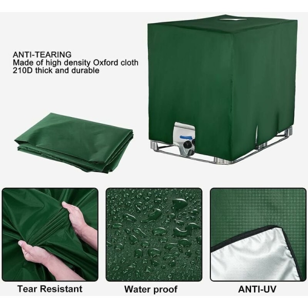 Ulisem Cover, Cover til 1000 L IBC-tank, Anti-støv Anti-UV Anti-regn (116 x 100 x 120 cm)